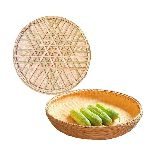 Bamboo and Rattan Fruit and Vegetable Basket