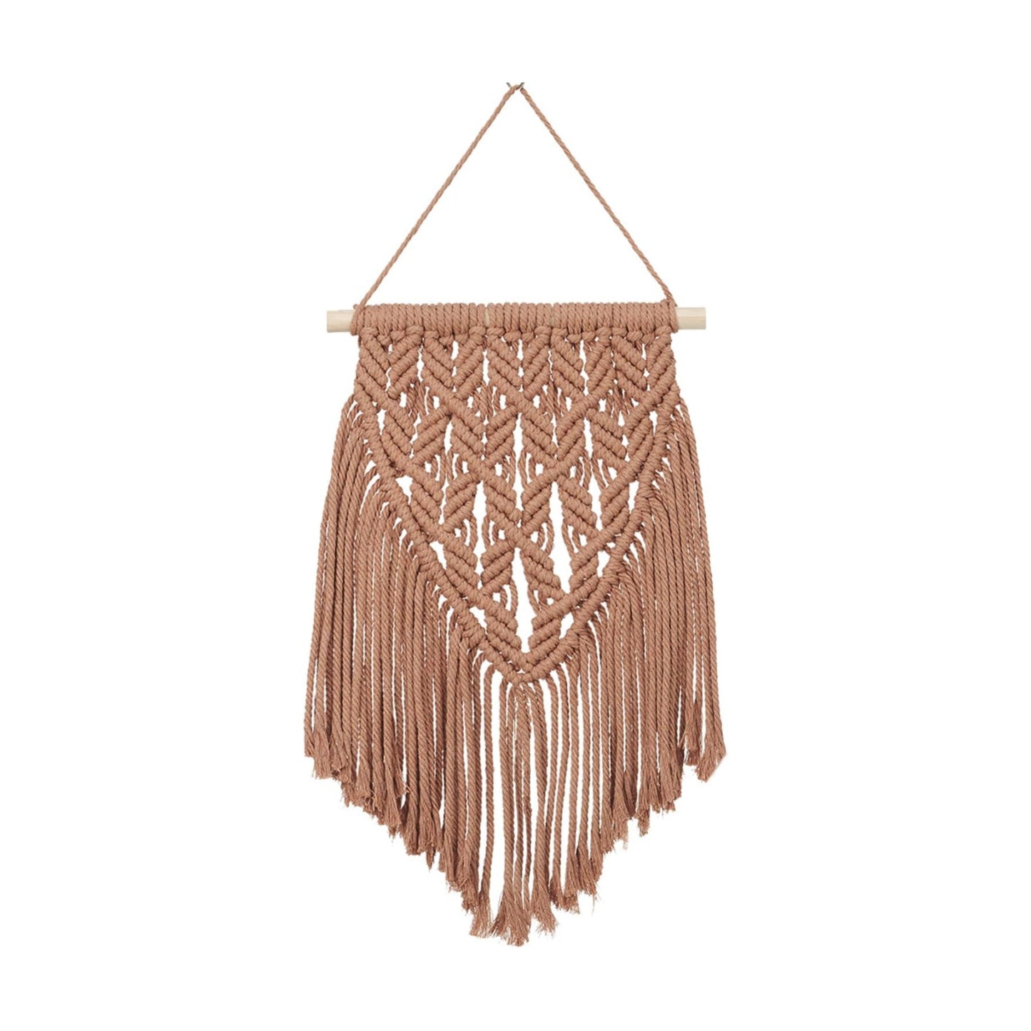 Small Macrame Wall Hanging Decor Boho Tapestry / Toffee Brown / 15.8"L x 9.8"W