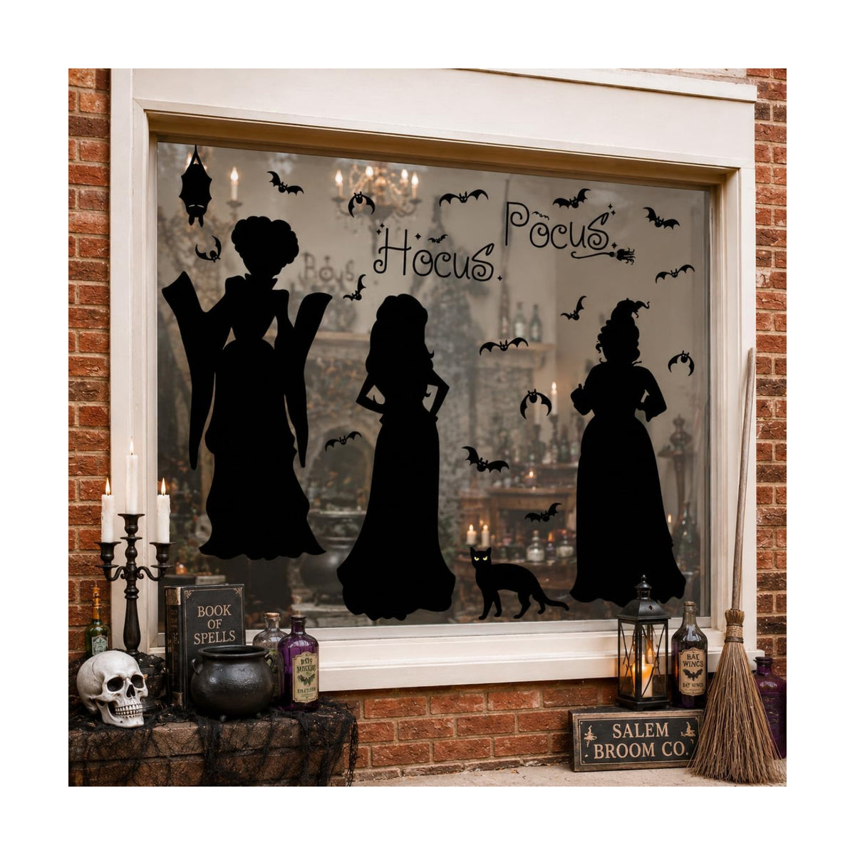 Halloween Witch Window Cling Decal Decoration 35.5" Large Hocus-Pocus Decor