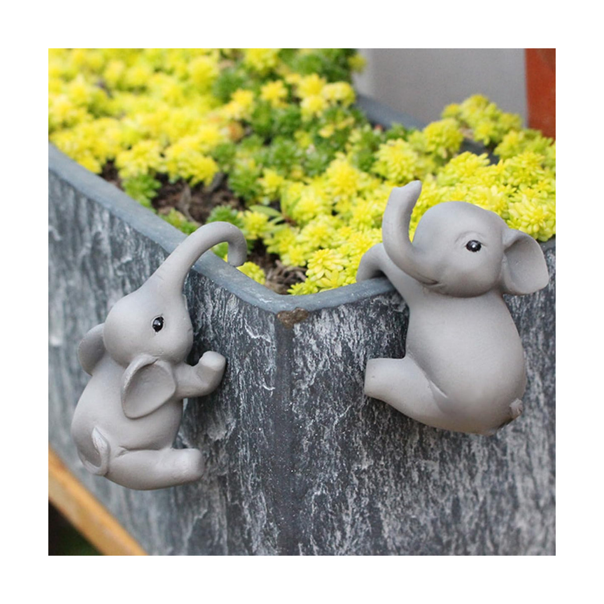Set of 2 Climbing Elephant Figure Plant Pot Hanger, Turtle Flower Pot Hugger, Resin Tortoise Statue, Funny Pot Huggers for Planters, Cute Flower Pot Hugger, Garden Fence Balcony Patio Yard (ELEPHANT)