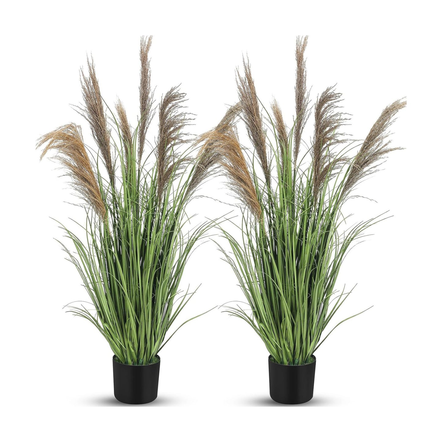 Pampas Grass Potted Plants Tall Artificial Grass Potted Artificial / 4 Ft / Greeny / Set of 2