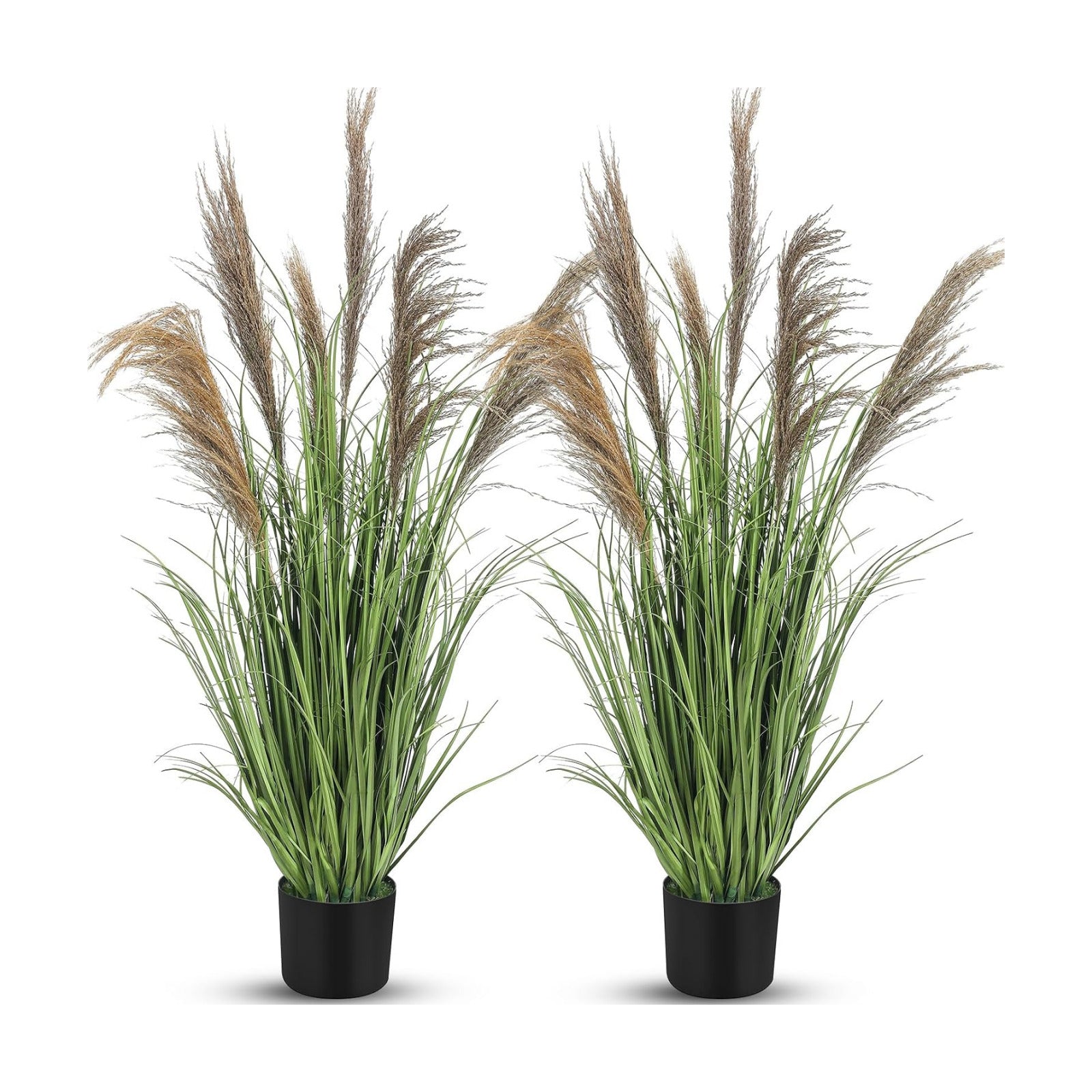 Pampas Grass Potted Plants Tall Artificial Grass Potted Artificial / 4 Ft / Greeny / Set of 2
