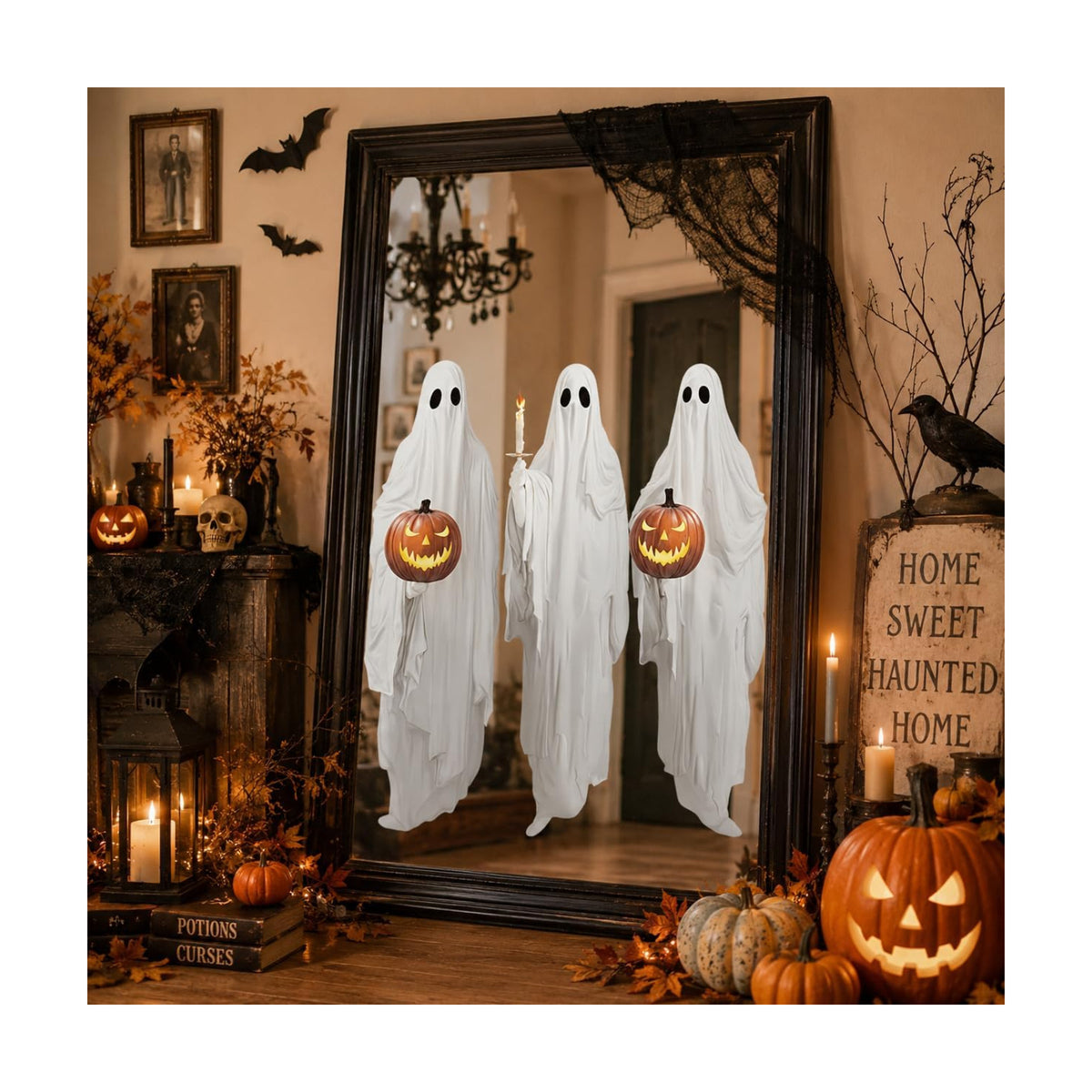 34" Halloween White Ghost Window Mirror Cling Decal Decorations Extra Large