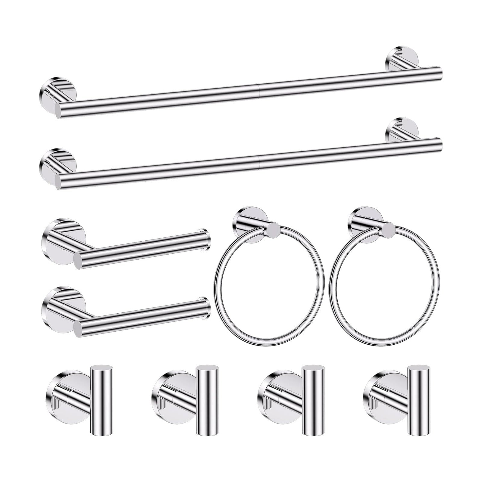 Chrome Bathroom Hardware Set,10 Pieces Towel Bar Towel Holder Set Includes Towel Bar, Toilet Paper Holder,Towel Ring