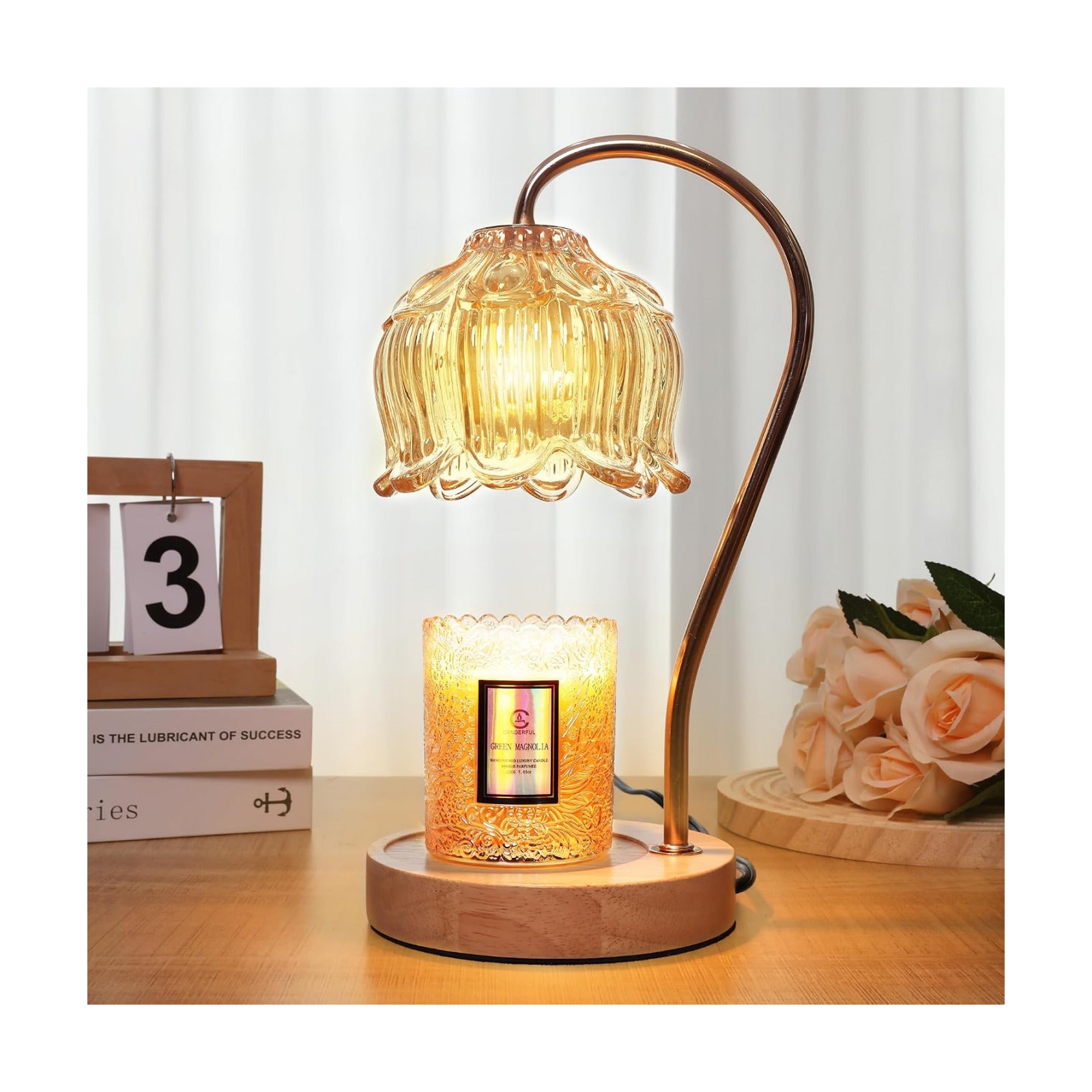 Dimmable Flower Candle Warmer Lamp with Timer，Gifts for Mom | Fits All Jar Scented Candles - Unique Birthday & Mothers