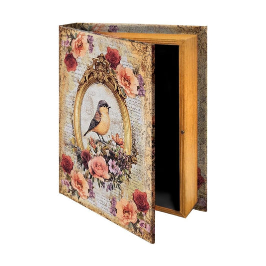 Floral Bird Fake Book Box Decorative Books Boxes Wood / Floral and Bird