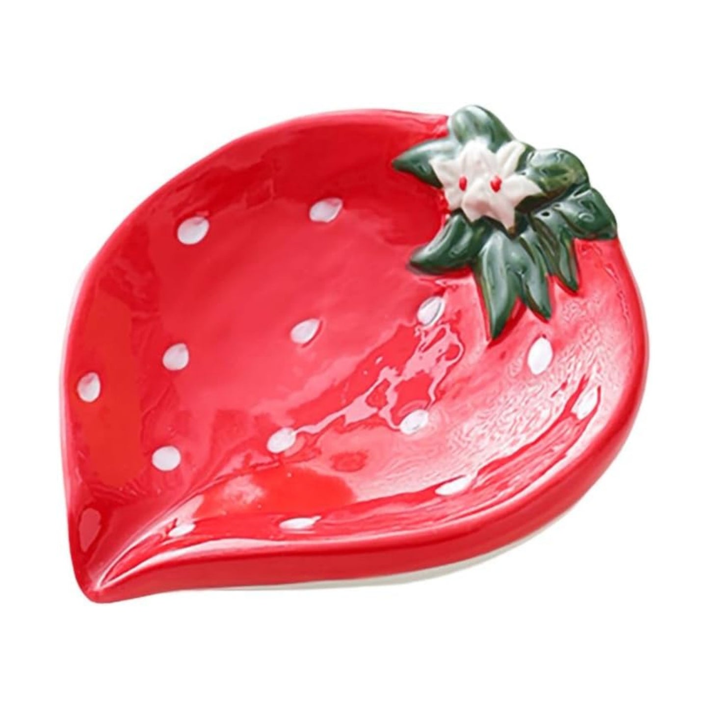 Strawberry Soap Holder Ceramic Soap Dish Self Draining Soap Holder Decorative Soap Dish / Red