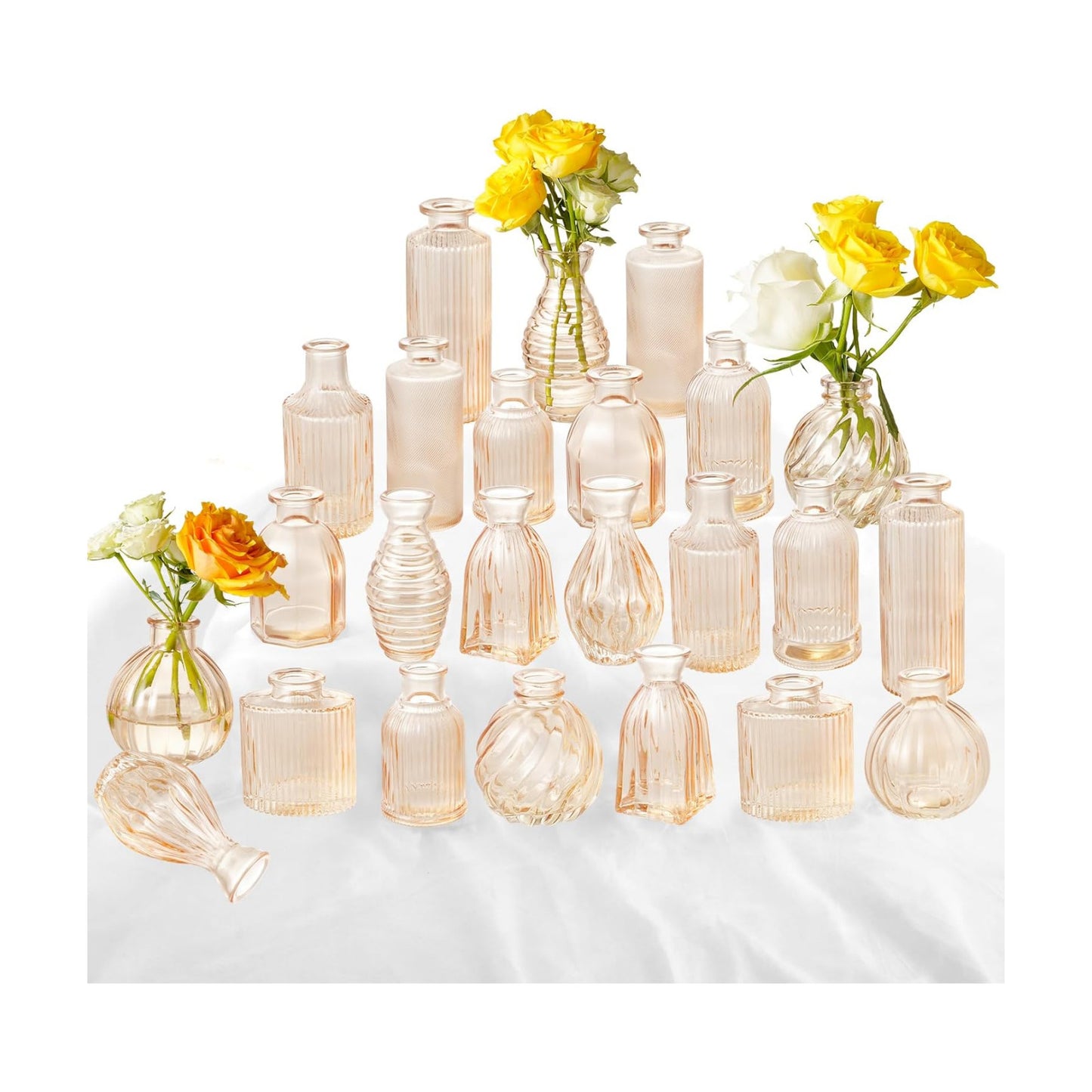 Small Ribbed Vases for Flowers Stripe / Champagne / 2 Packs
