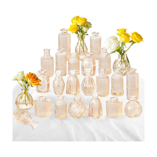 Small Ribbed Vases for Flowers Stripe / Champagne / 2 Packs