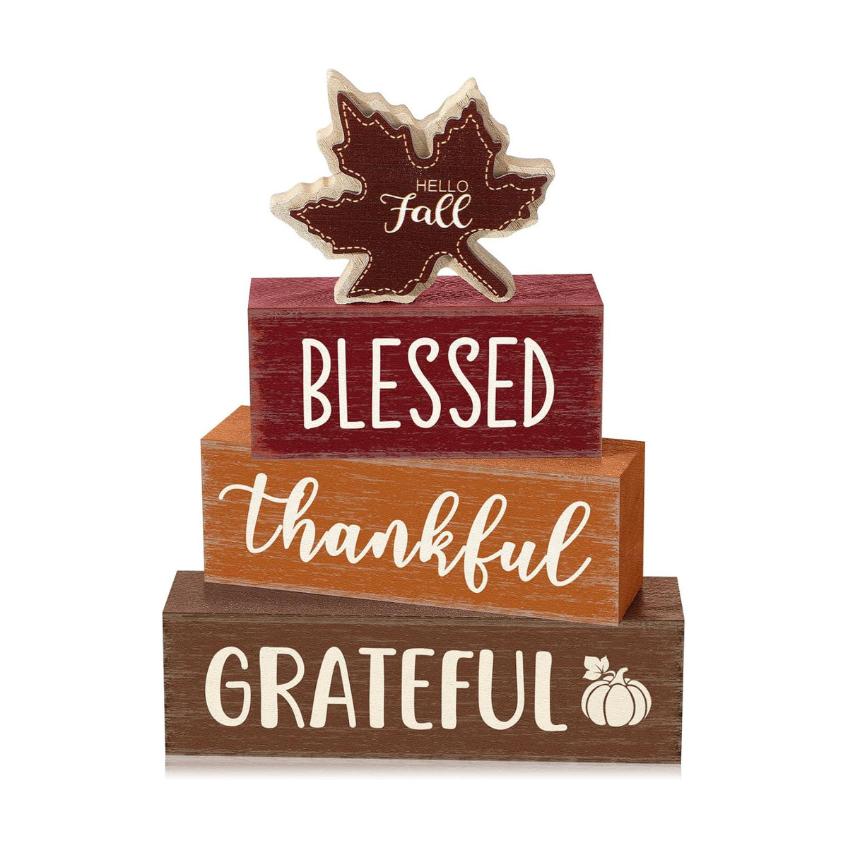 Yousoontic 4 Pcs Hello Fall Figurines Set, Rustic Farmhouse Decor