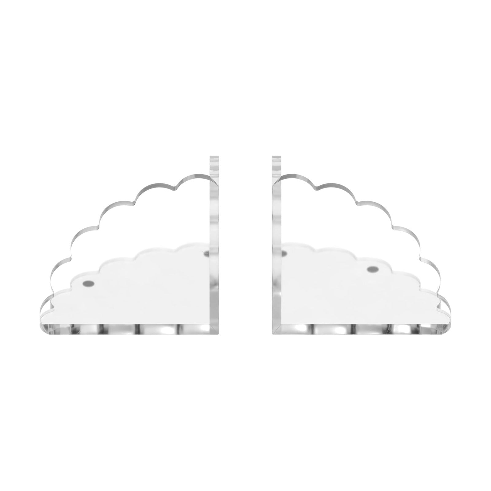 Scalloped Acrylic Bookends / Clear / Set of 2