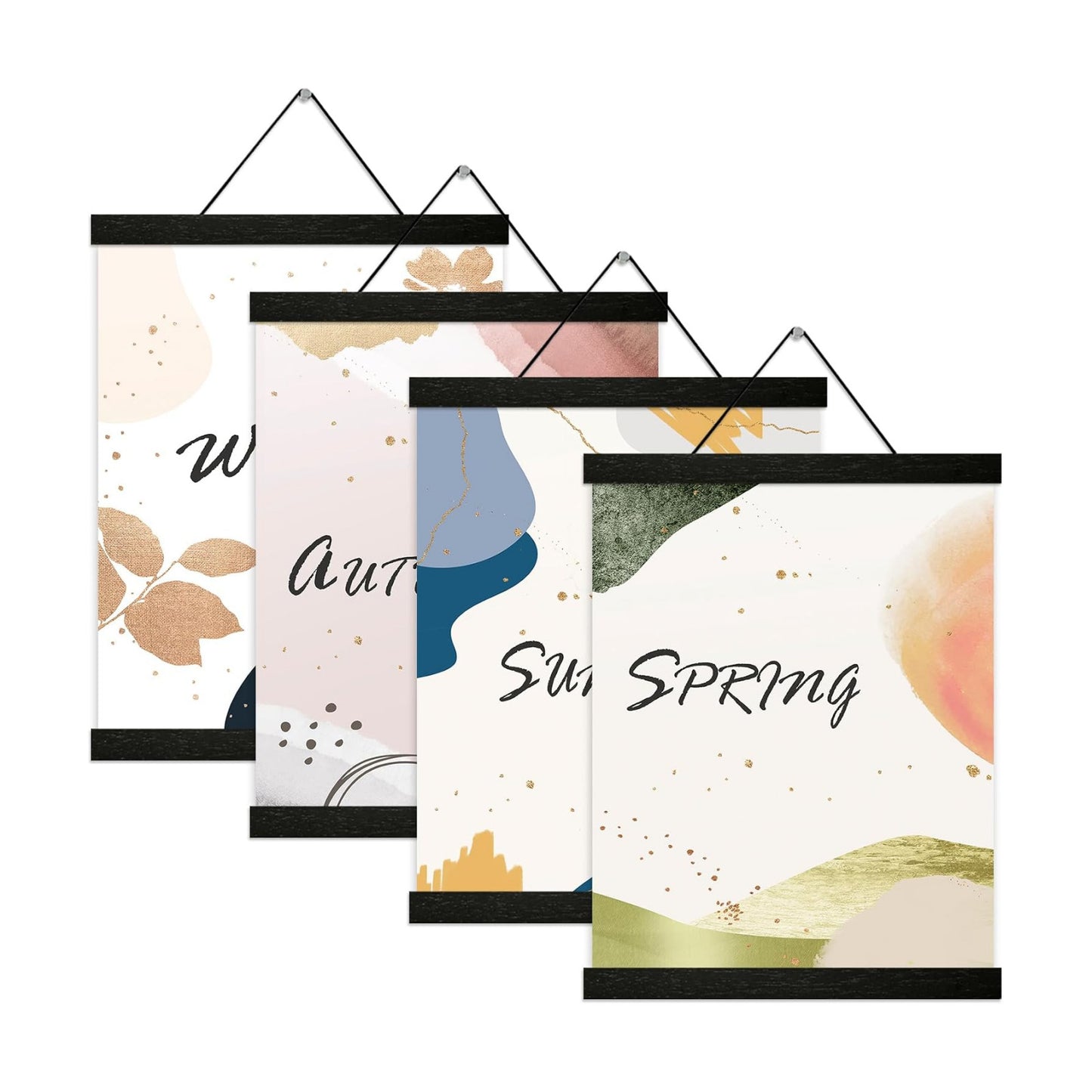 4 Pack Magnetic Poster Hanger Frame 16 inch Black- 16x24 16x22 16x20 Poster Frame for Wall Art Pictures Photos Prints