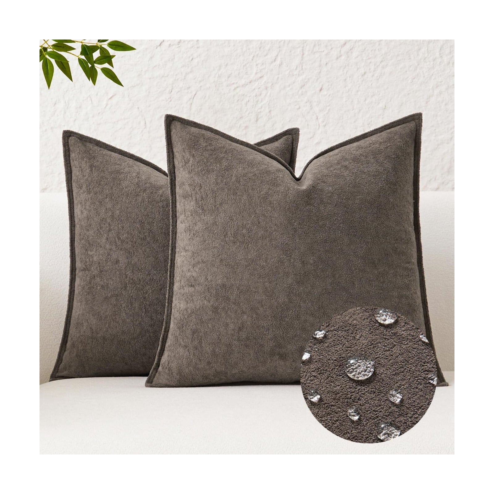 Kevin Textile Waterproof Decorative Pillow Covers Soft Boucle / 16 x 16 / Coco Brown / Set of 2