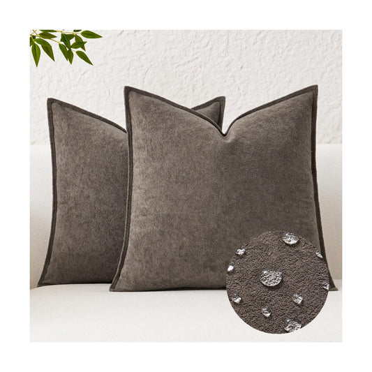 Kevin Textile Waterproof Decorative Pillow Covers Soft Boucle / 16 x 16 / Coco Brown / Set of 2