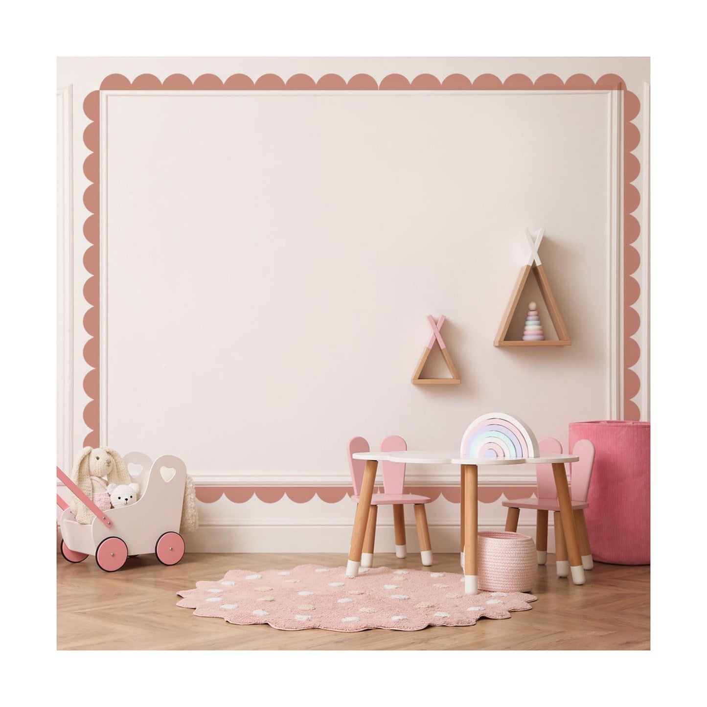 Scallop Border Wall Sticker / Coffee Color