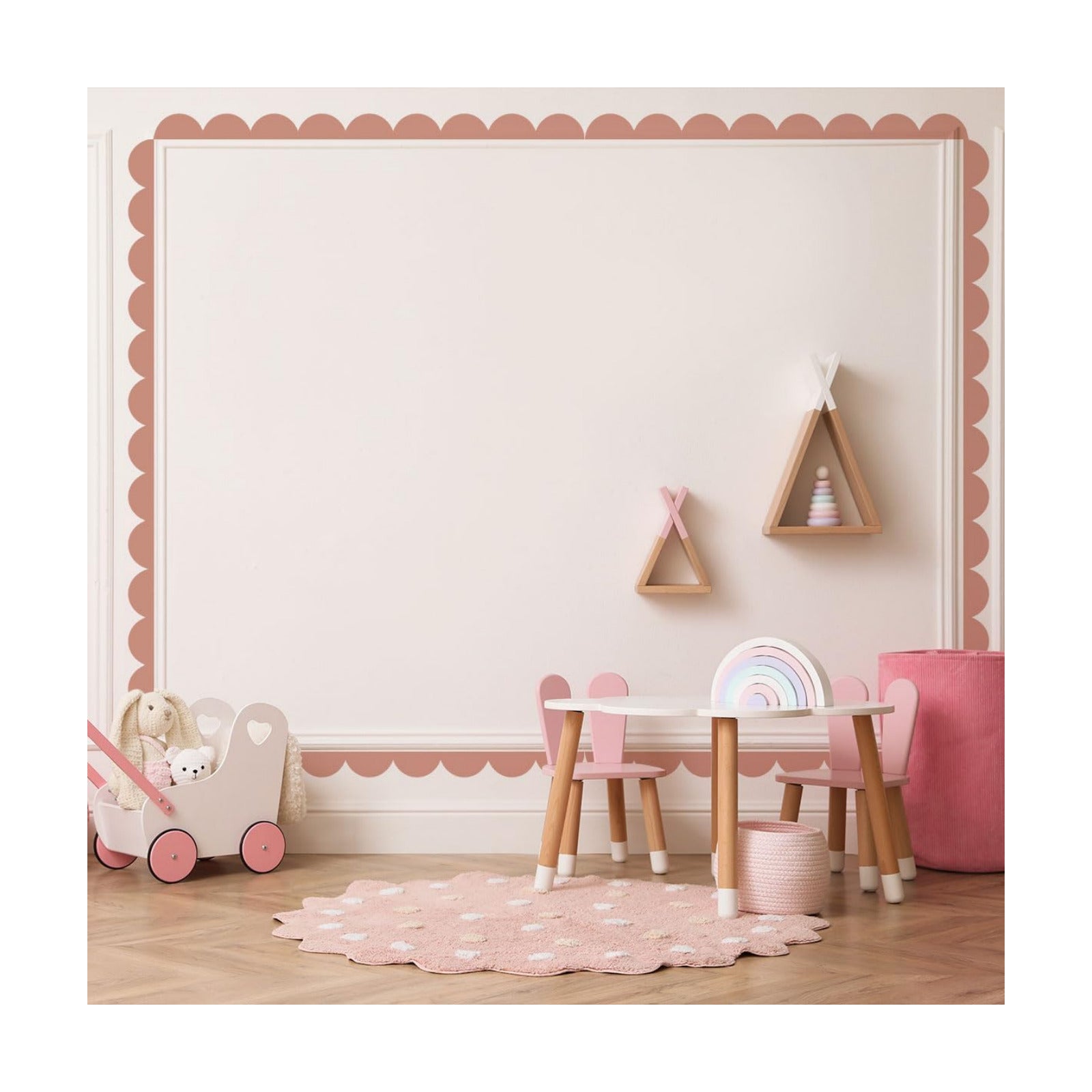 Scallop Border Wall Sticker / Coffee Color
