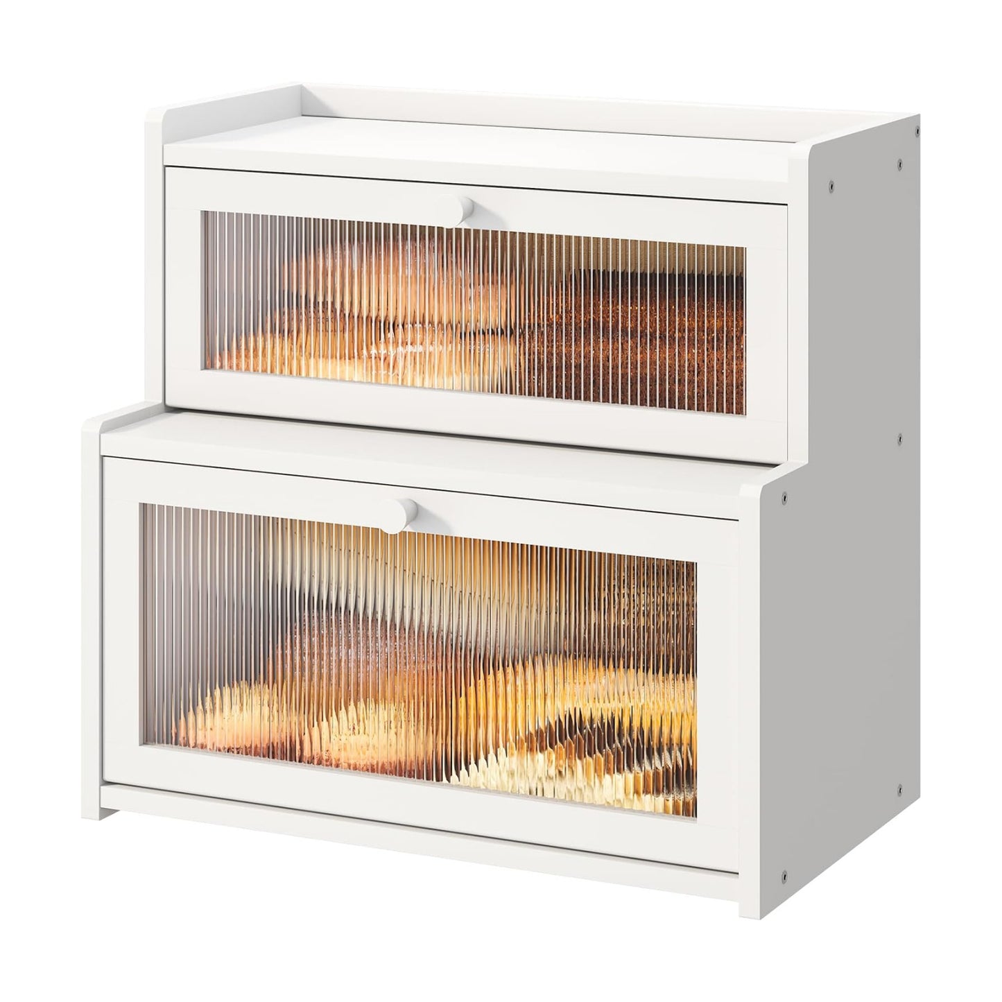 Bread Box for Kitchen Countertop Double Layer Large Corner Bread Box Capacity Bread Storage Bin Farmhouse Breadbox