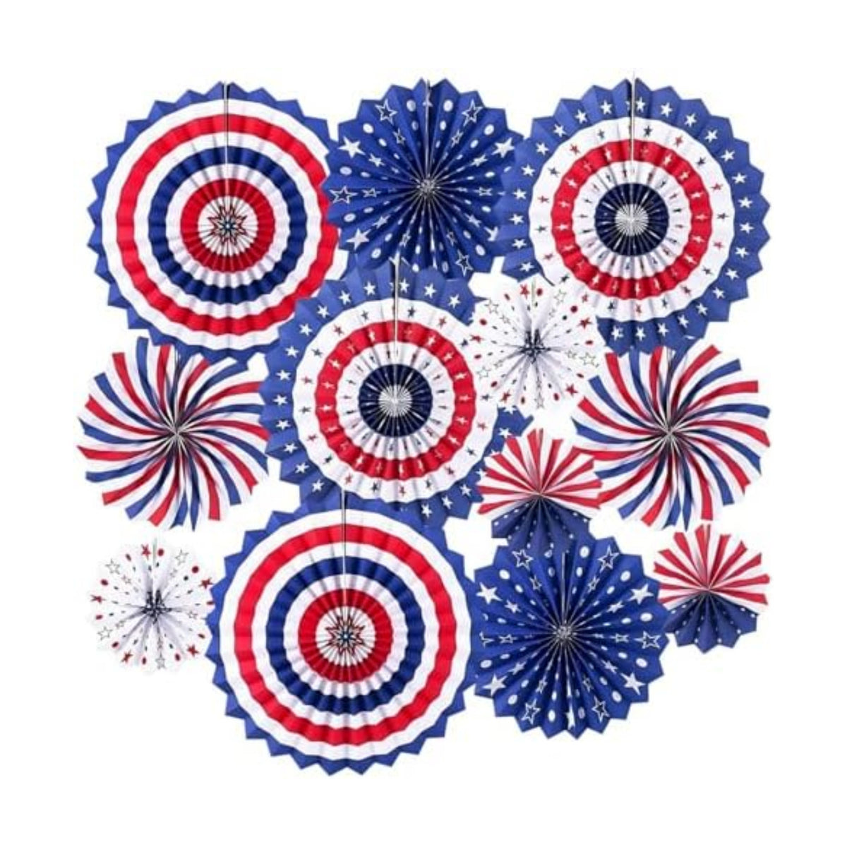 4th of July Patriotic Decorations, Red White Blue Hanging Paper Fans for Memorial Day Independence Day Fourth of July Decorations