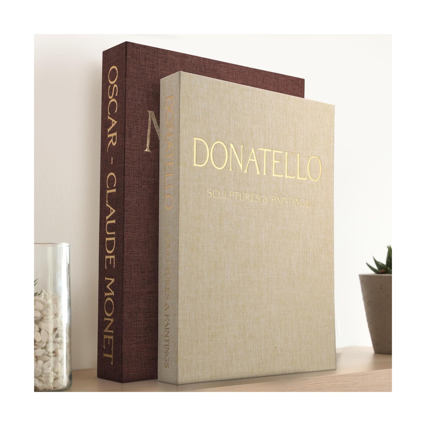 Faux Books for Decoration / Brown - Beige / Set of 2