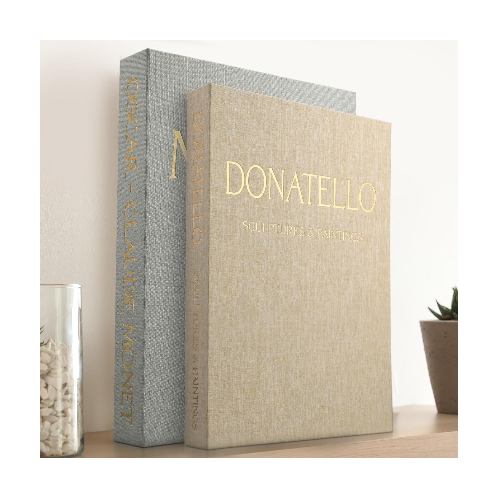Faux Books for Decoration / Green - Beige / Set of 2