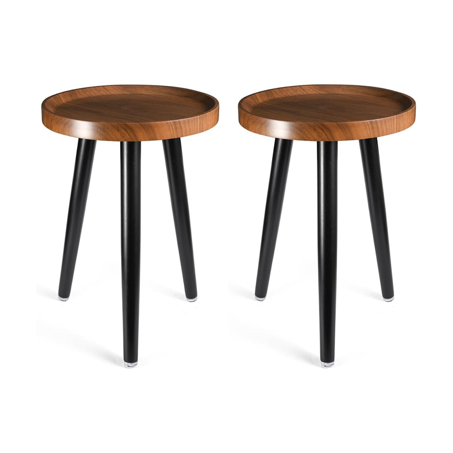 KGPLOME Indoor Plant Stand,Tall Stand with Raised Design(Walnut,12x18 in) | 2 Pack Wood Mid Century Plant Table in
