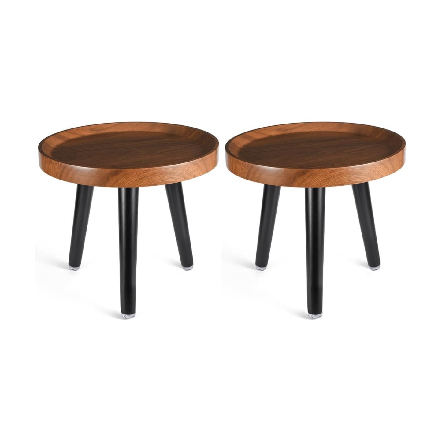 KGPLOME Indoor Plant Stand,Tall Stand with Raised Design(Walnut,12x10.8 in) | 2 Pack Wood Mid Century Plant Table in