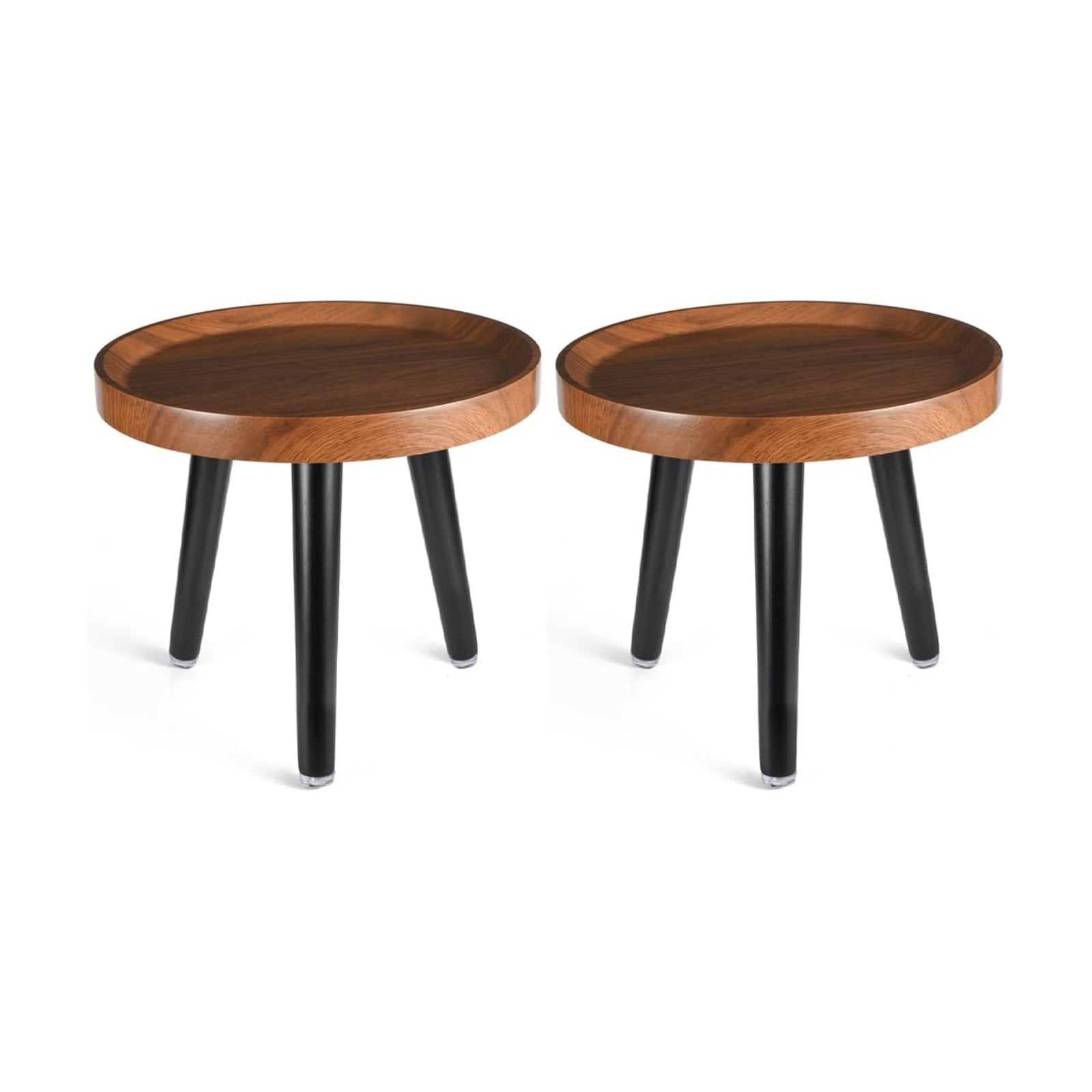 KGPLOME Indoor Plant Stand,Tall Stand with Raised Design(Walnut,12x10.8 in) | 2 Pack Wood Mid Century Plant Table in