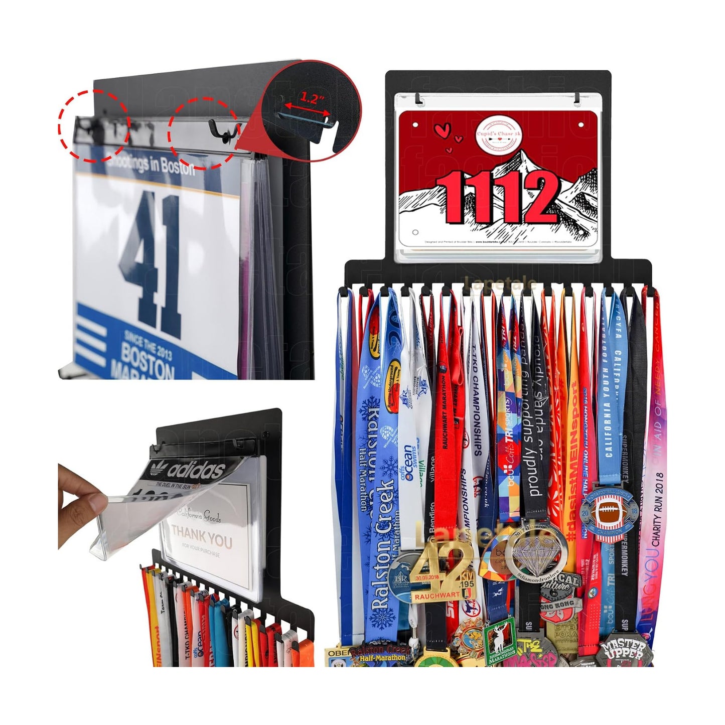 Race Medal and Bib Display,Running Bib and Medal Display and Runner Medal Hanger Display,Medal and Bib Hanger Display