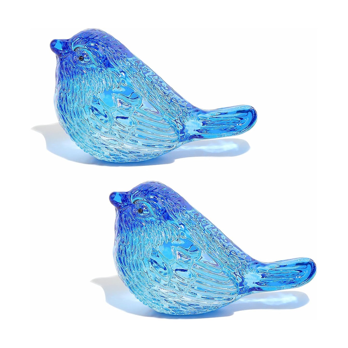 Crystal Birds Figurines Handmade Bird Gifts for Women Men Bird Lovers Glass Birds / Blue / Set of 2