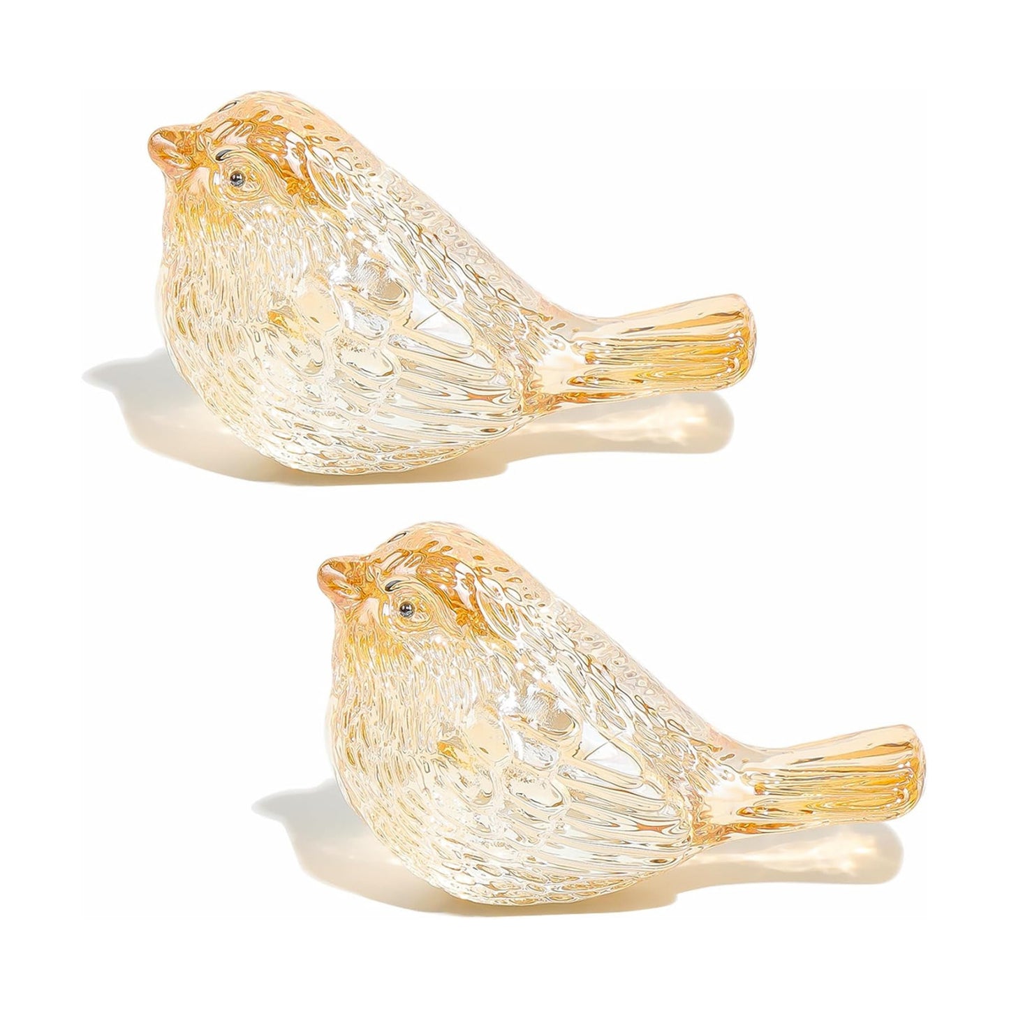 Crystal Birds Figurines Handmade Bird Gifts for Women Men Bird Lovers Glass Birds / Gold / Set of 2