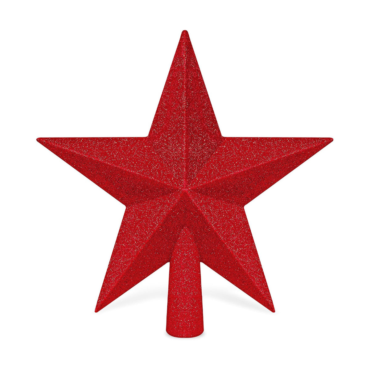 Xmas Star Tree Topper, 8" 3D Glitter Red Christmas Tree Topper Decorations