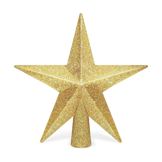 1 PCS Christmas Tree Topper, 4" Gold Glitter Xmas Star Tree Topper Decor