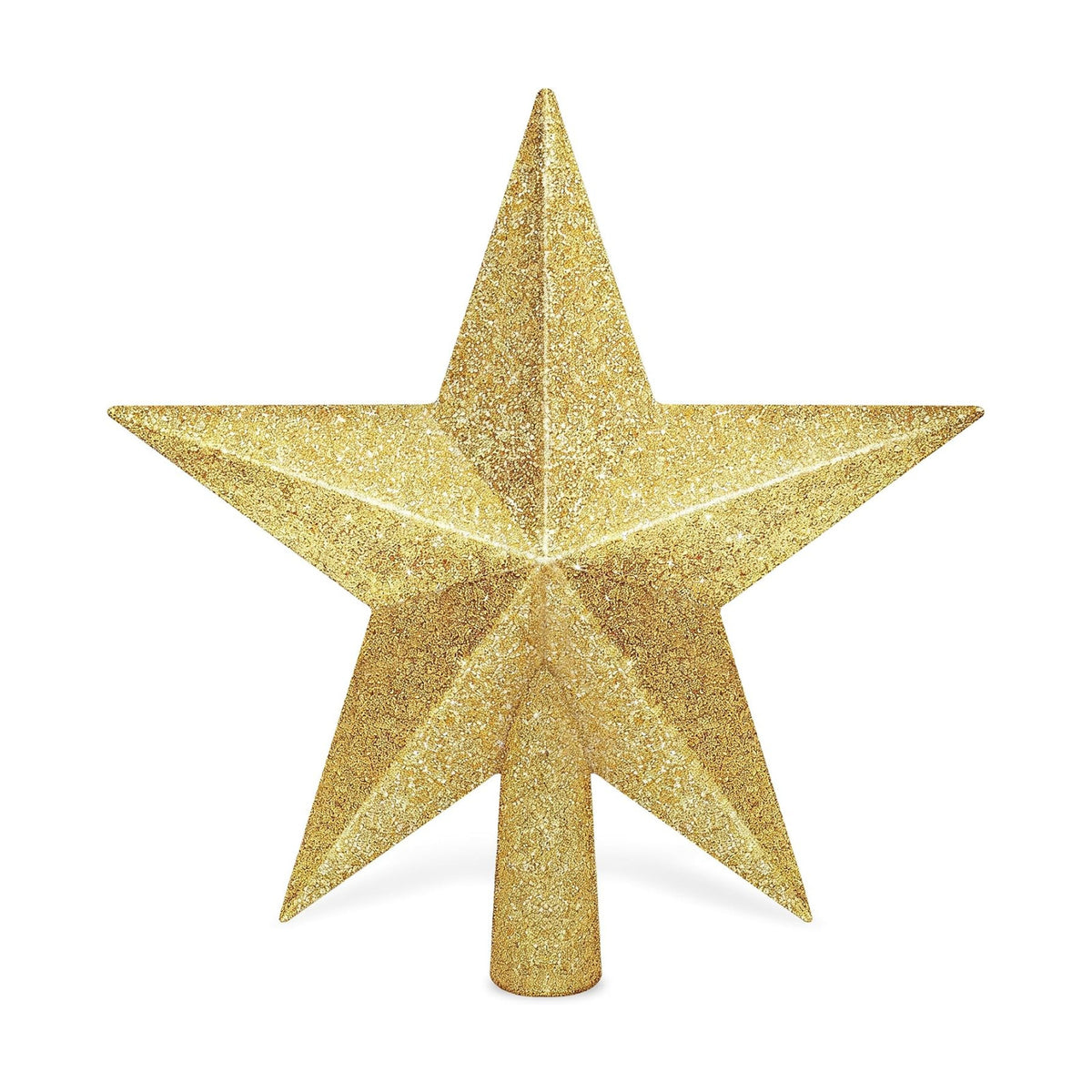 Christmas Tree Star Topper, 8" Gold Glitter Xmas Star Tree Decorations, 3D
