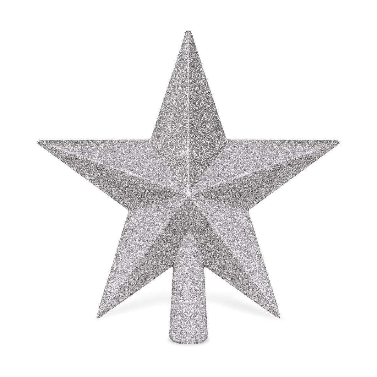 Tree Topper Star, 8" Silver Christmas Tree Topper with Glitter, Xmas Decor