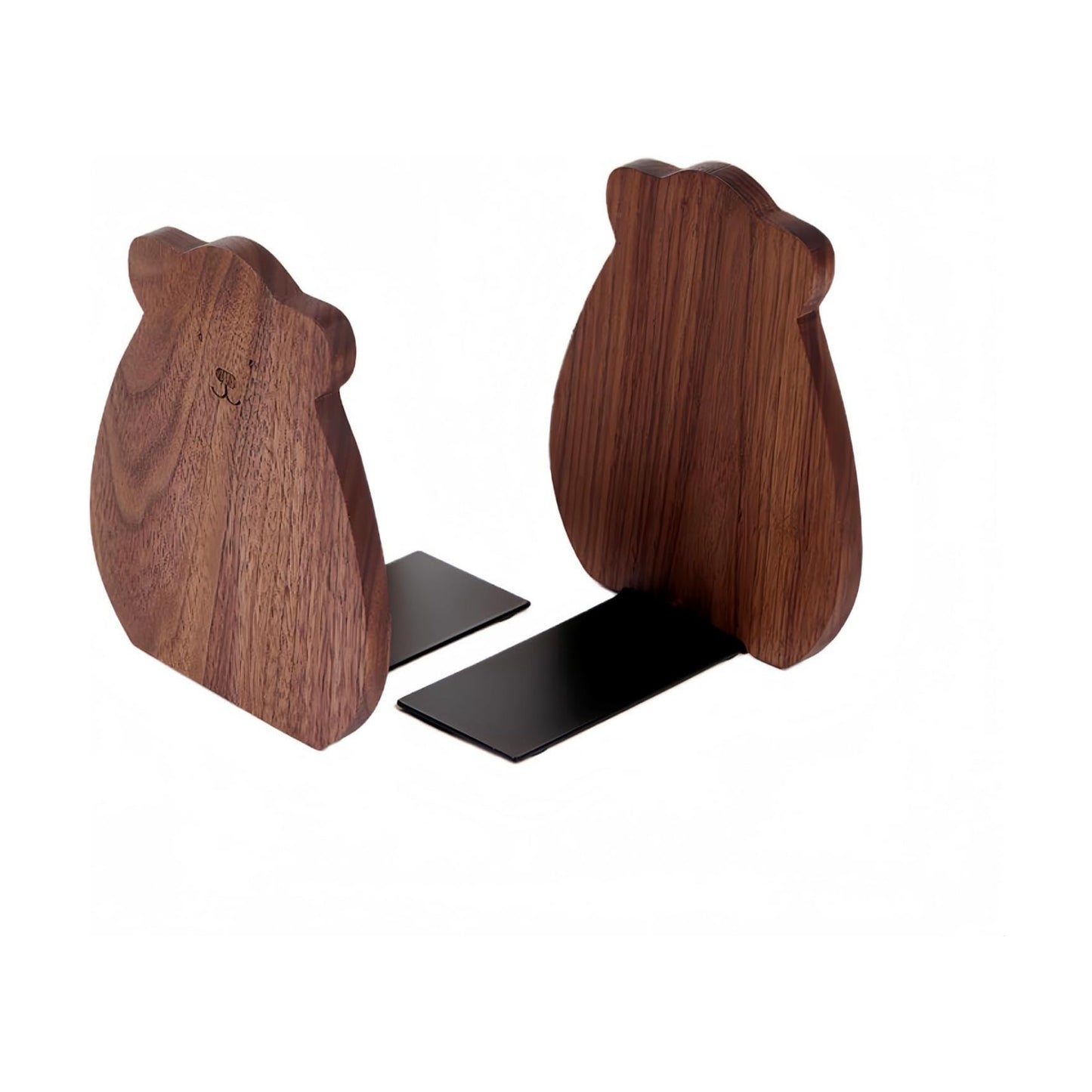 Bear-Shaped Book Ends / Black Walnut Wood Bear