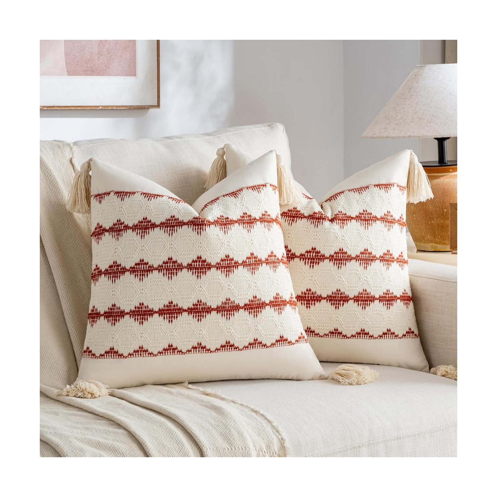 Decorative Throw Pillow Covers / 18 x 18 / Burnt Orange / Set of 2