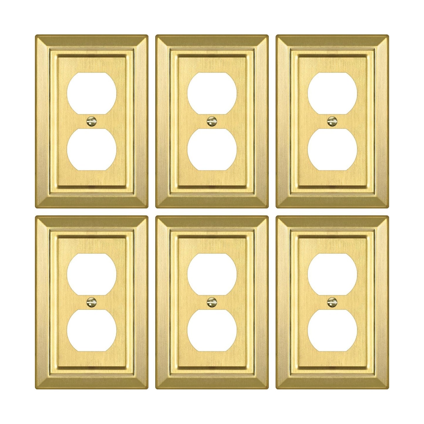Metal Wall Plate for Electrical Outlets, Outlet Covers Wall Plate, 6 Pack | Decorative Brass Gold Switch Plates Outlet
