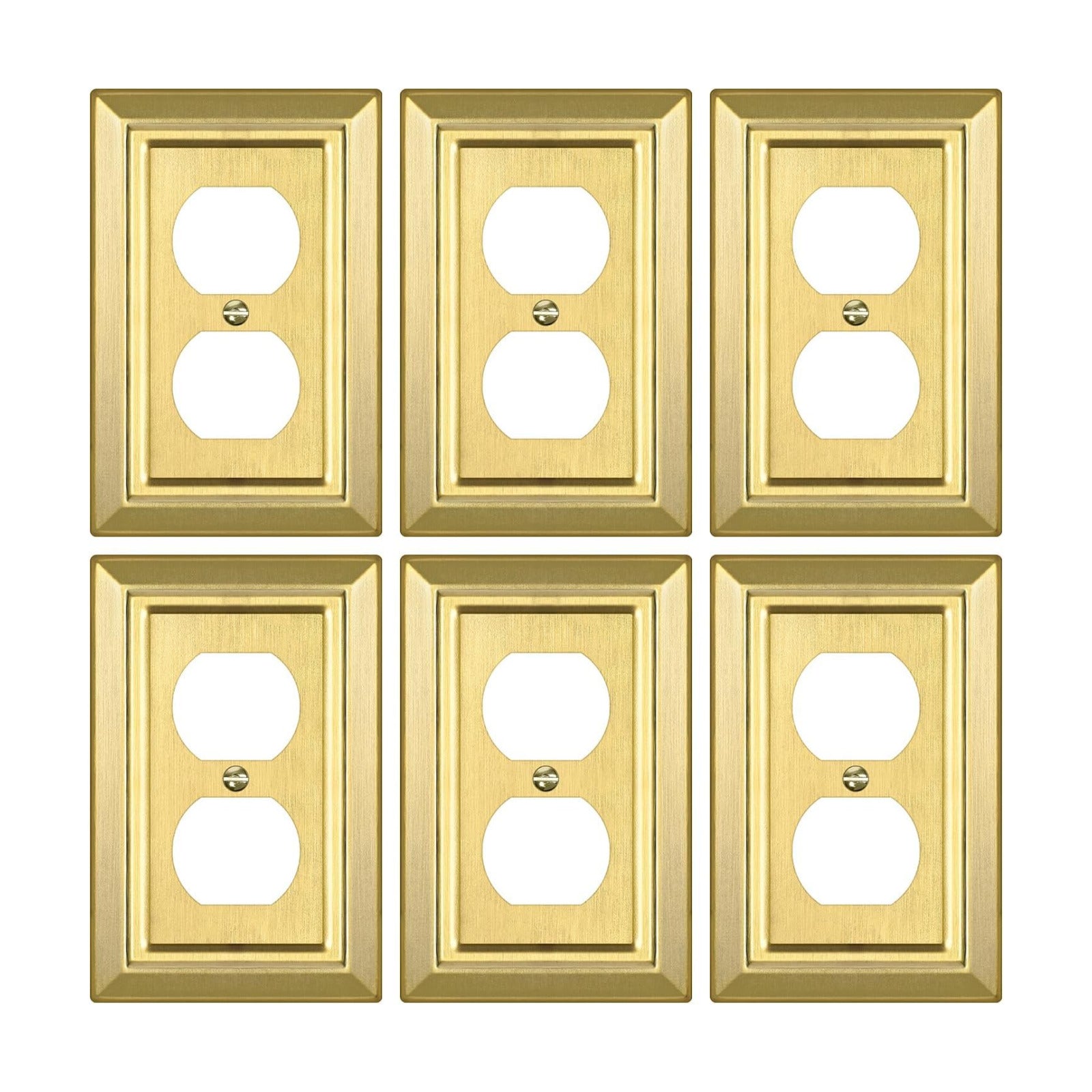 Metal Wall Plate for Electrical Outlets, Outlet Covers Wall Plate, 6 Pack | Decorative Brass Gold Switch Plates Outlet