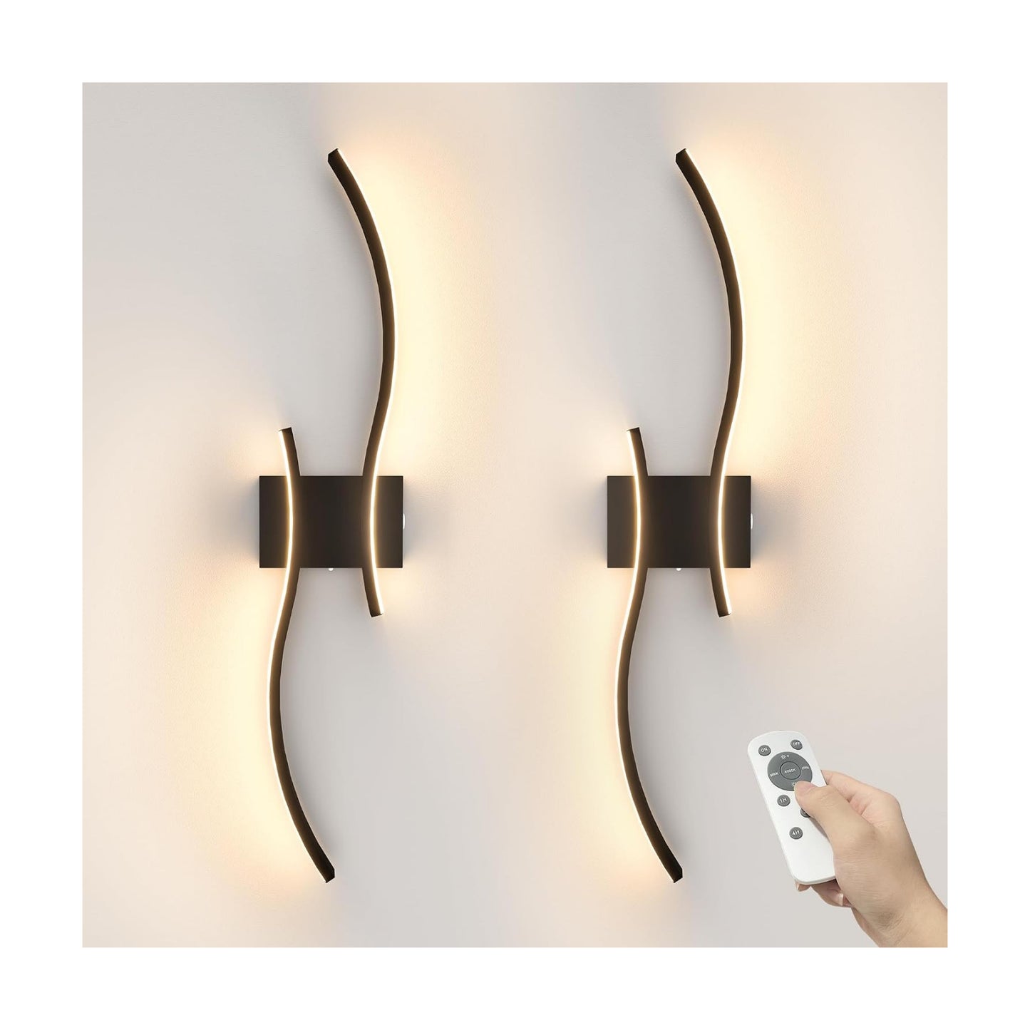 VOLISUN Battery Operated Wall Sconces Set of Two, 27.6 inch Wireless Wall Sconces, 3000K-6500K Dimmable Wall Lamps with