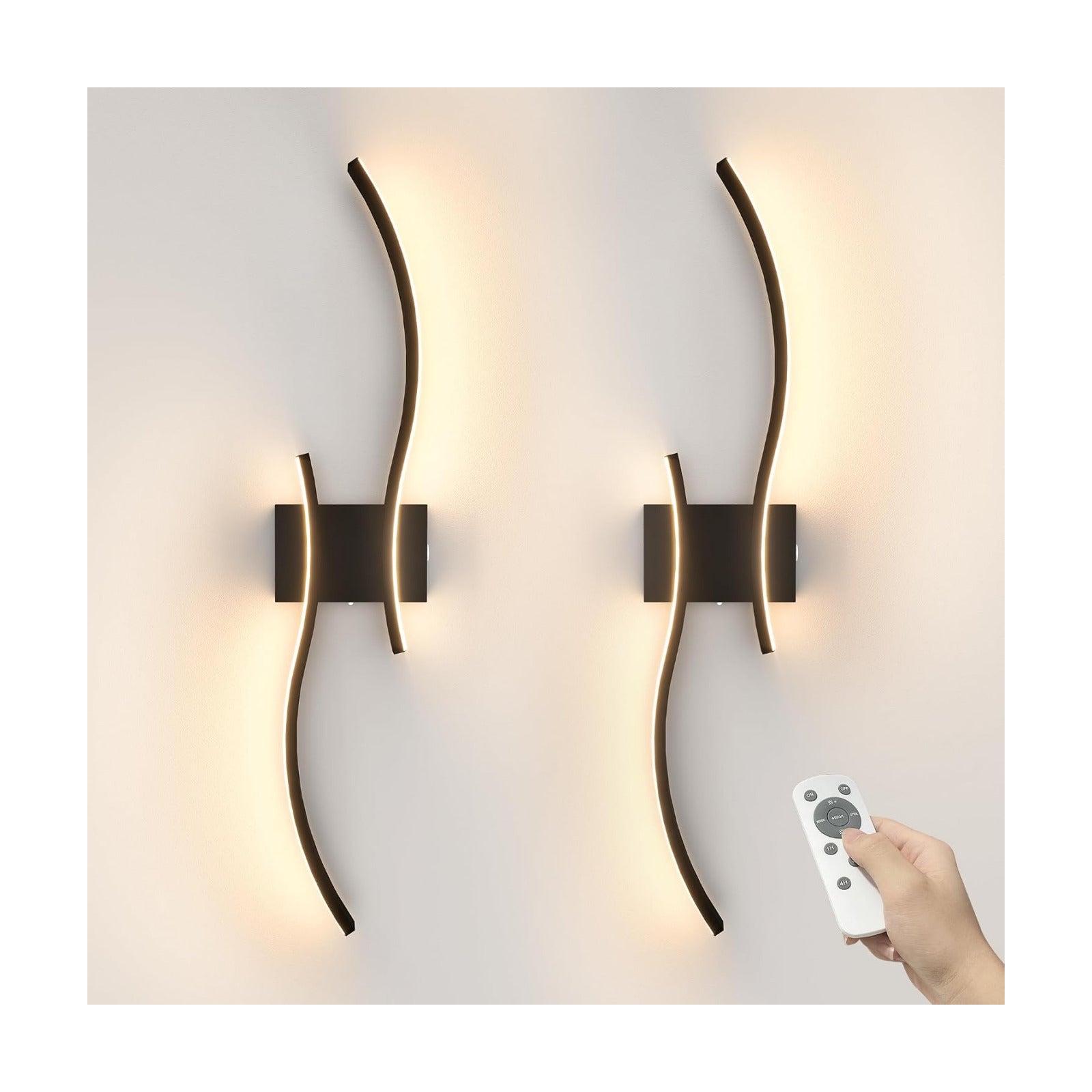 VOLISUN Battery Operated Wall Sconces Set of Two, 27.6 inch Wireless Wall Sconces, 3000K-6500K Dimmable Wall Lamps with