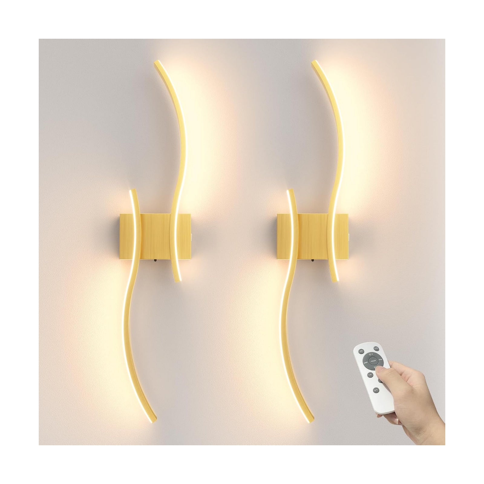 VOLISUN Battery Operated Wall Sconces Set of Two, 27.6 inch Wireless Wall Sconces, 3000K-6500K Dimmable Wall Lamps with
