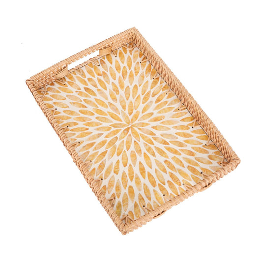 Rattan Serving Tray / Amber Leaf