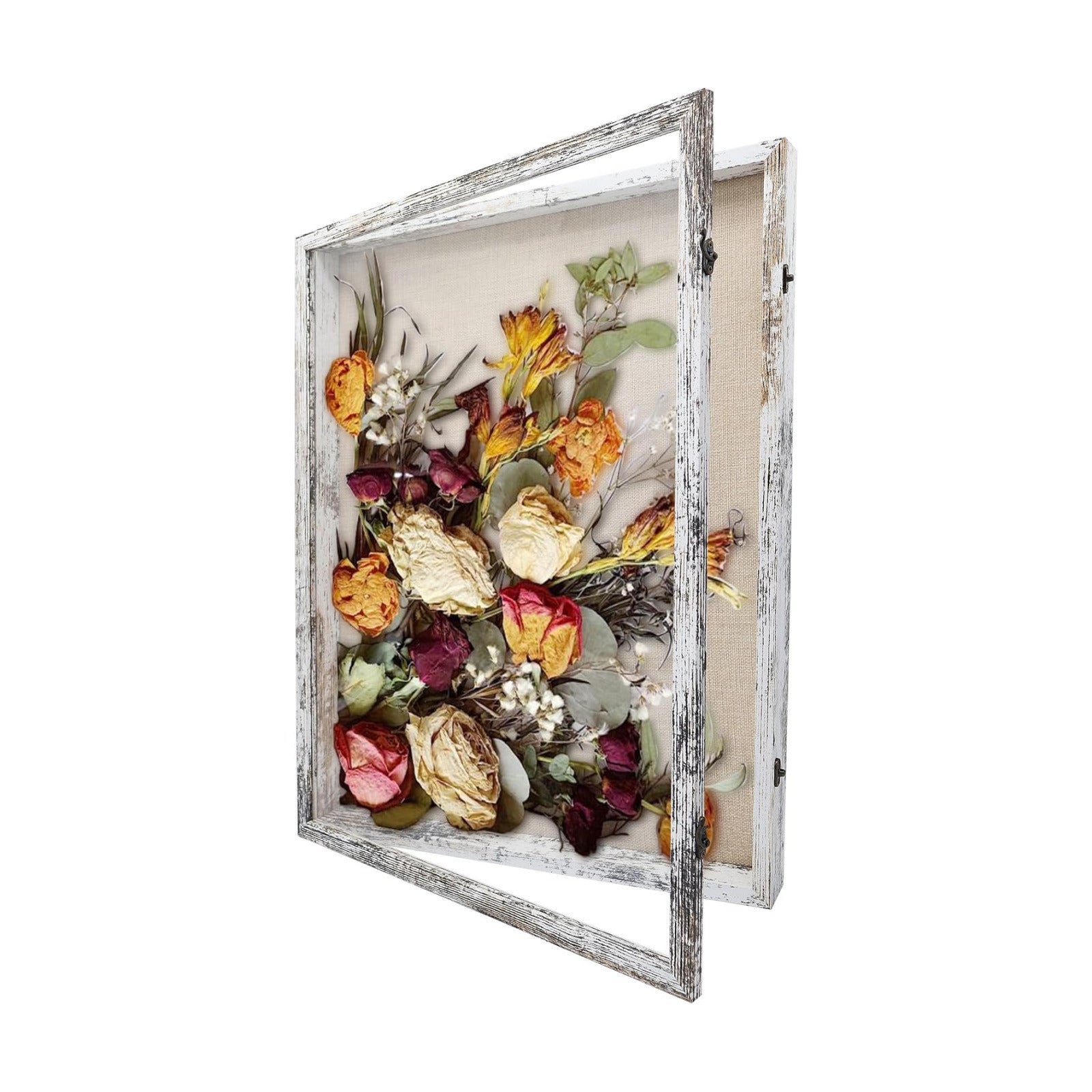 GraduationMall 18x24 Wood Shadow Box Frame Glass Door Display Case with Linen Back and 6 Stick Pins,1.5 inches Interior