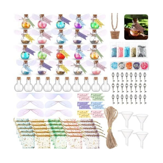 Jinei 262 Pieces Mystery Potion Craft Kit with 36 Magic Witch Potion Bottles Fairy Wing DIY Magic Fairy Bottle Set for Halloween Decorations Birthday Creative Gift Filling Supplies