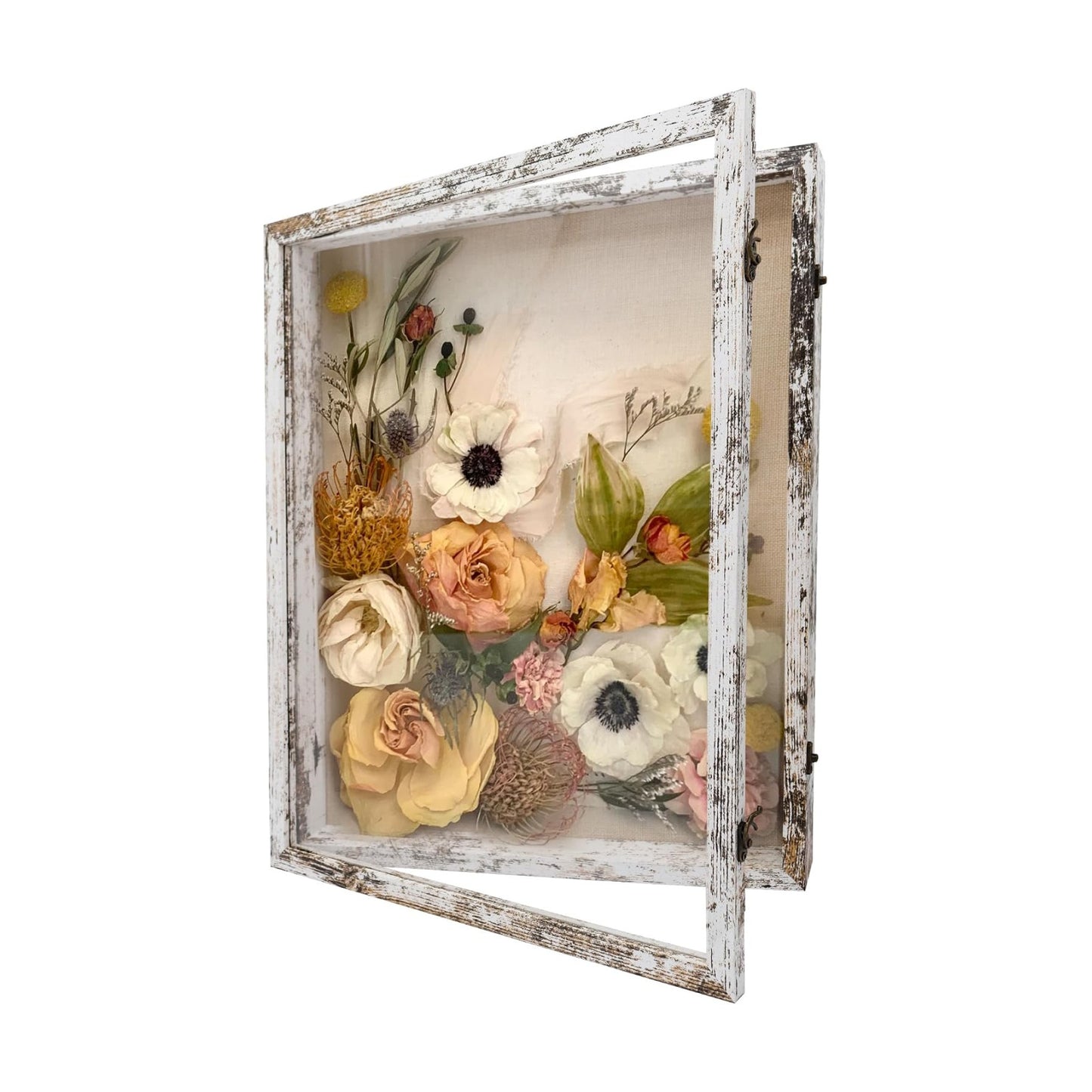 GraduationMall 16x20 Wood Shadow Box Frame Glass Door Display Case with Linen Back and 6 Stick Pins,1.5 inches Interior