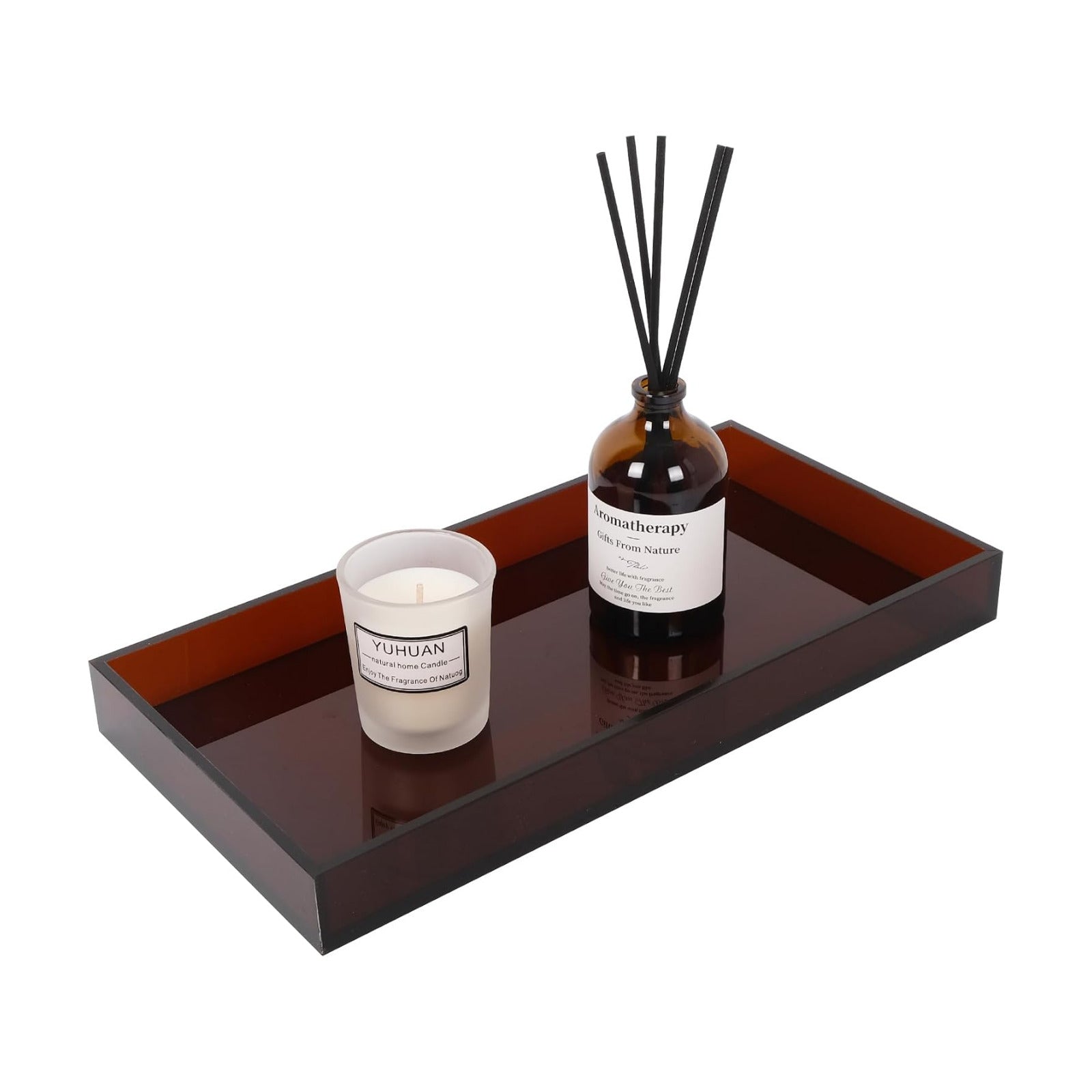 Acrylic Tray 5mm Thicken for Vanity Makeup / Amber / 12 x 6 x 1.2