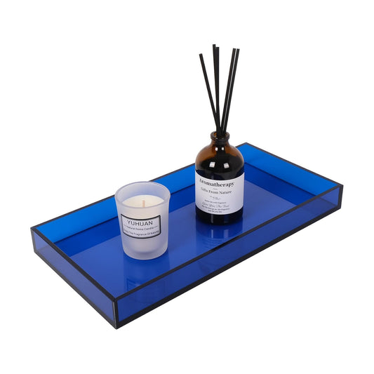 Acrylic Tray 5mm Thicken for Vanity Makeup / Blue / 12 x 6 x 1.2