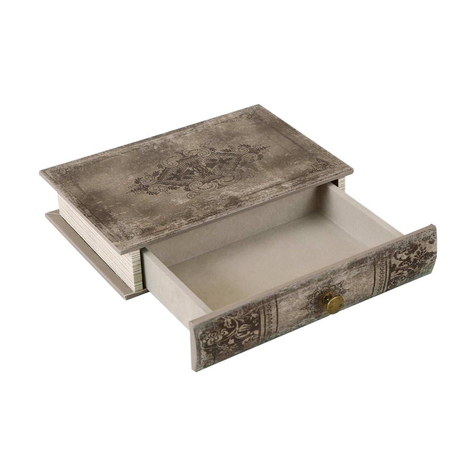 Vintage Book-Shaped Storage Box / S / Distressed Vintage Brown