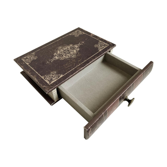 Vintage Decorative Book Storage Box / S / Distressed Dark Brown