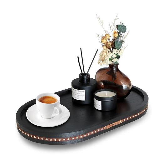 Decor Decorative Round Tray / Oval Black / 11.81 Inch